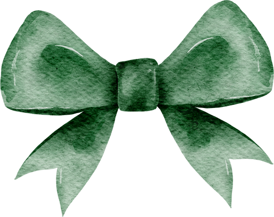 Green Bow ribbon watercolor